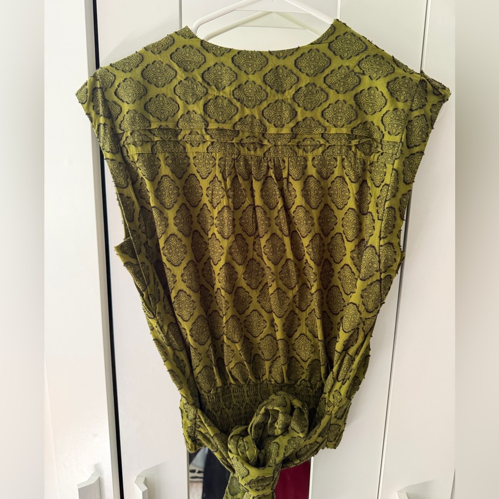 Anthropologie Olive Patterned Blouse - Picture 2 of 3